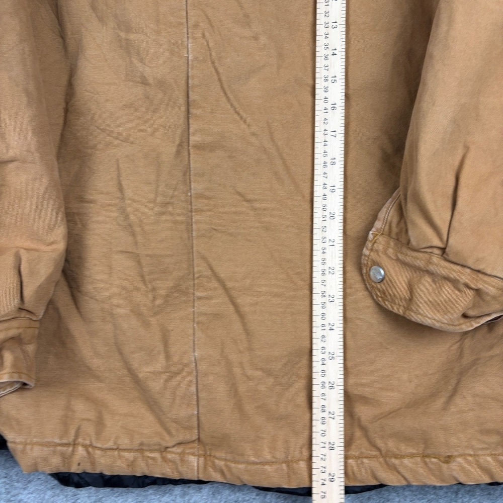 Dickies Hooded Canvas Jacket Mens Large Tan Brown Quilted Lined Workwear Coat - Picture 8 of 11